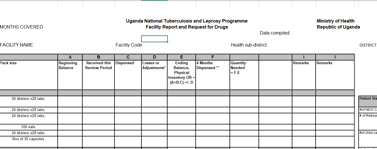 TB Order Form - National Medical Stores